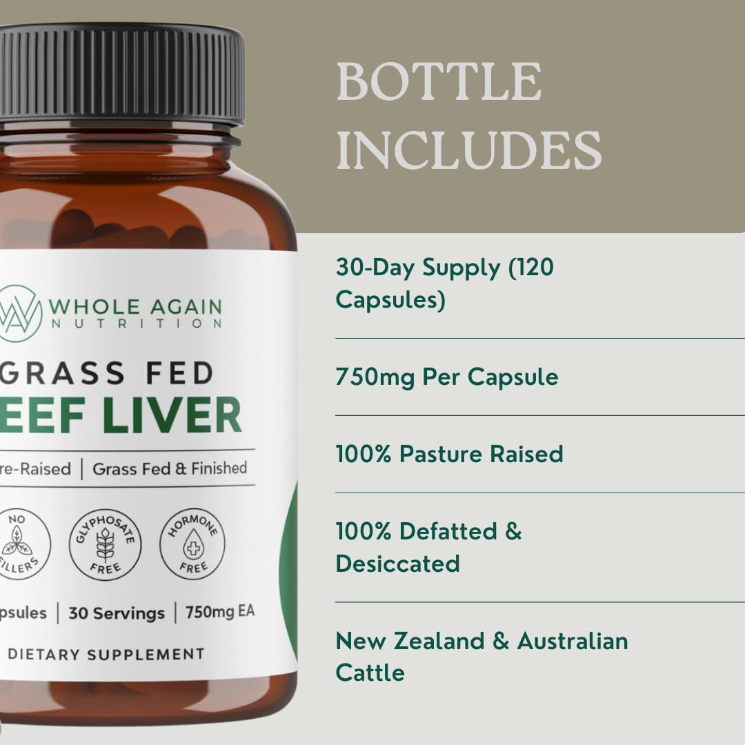 120-count grass-fed beef liver capsules packaging
