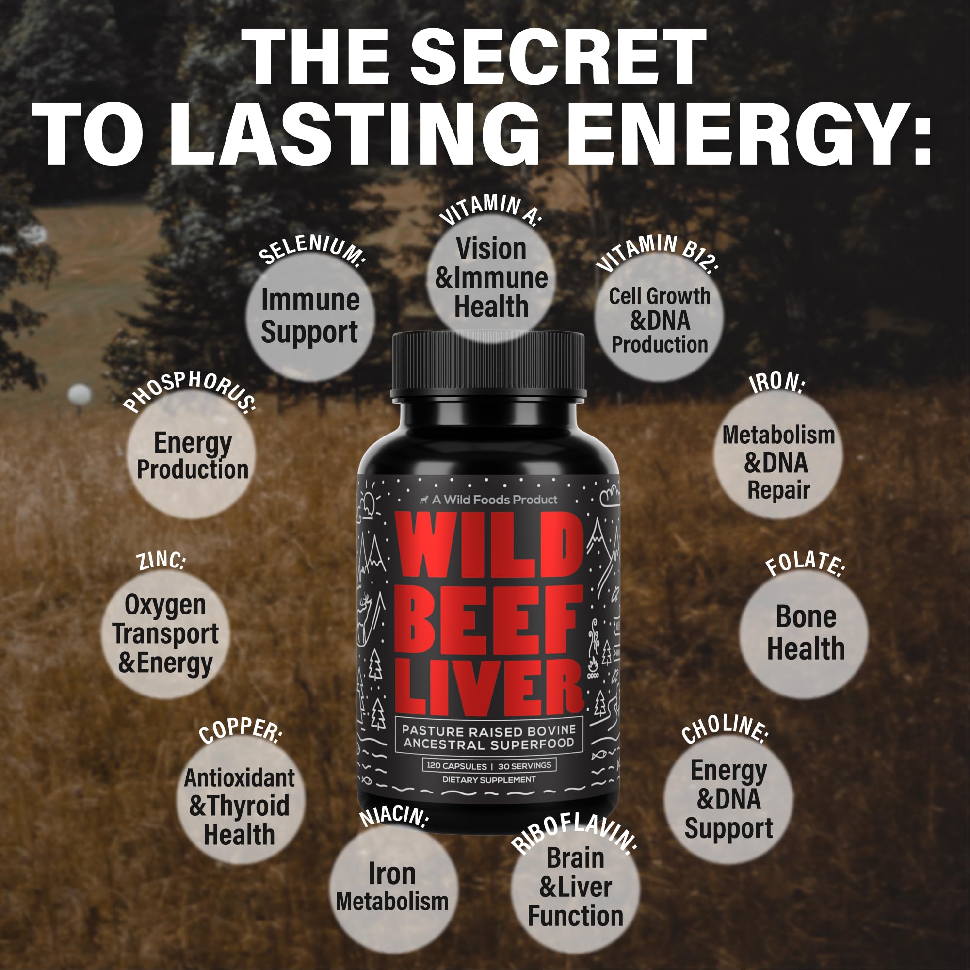 Grass-fed, pasture-raised beef liver ingredients photo