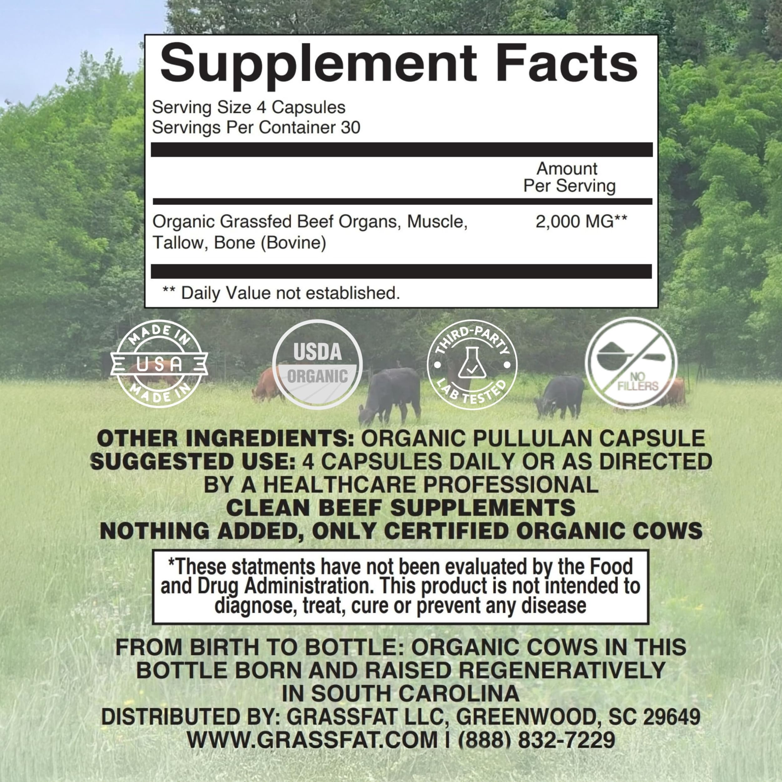 USDA Organic certification label on Grassfat product