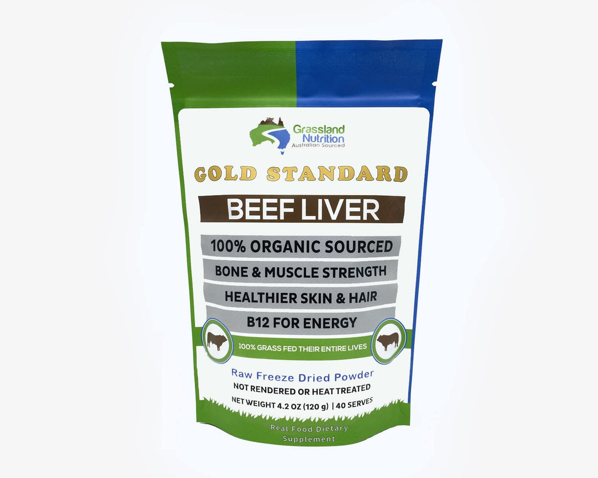 Grassland Nutrition Organic Grass-Fed Beef Liver Freeze-Dried 120g – front packaging