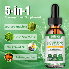 Graviola leaf and fruit extracts with Ashwagandha in liquid drops