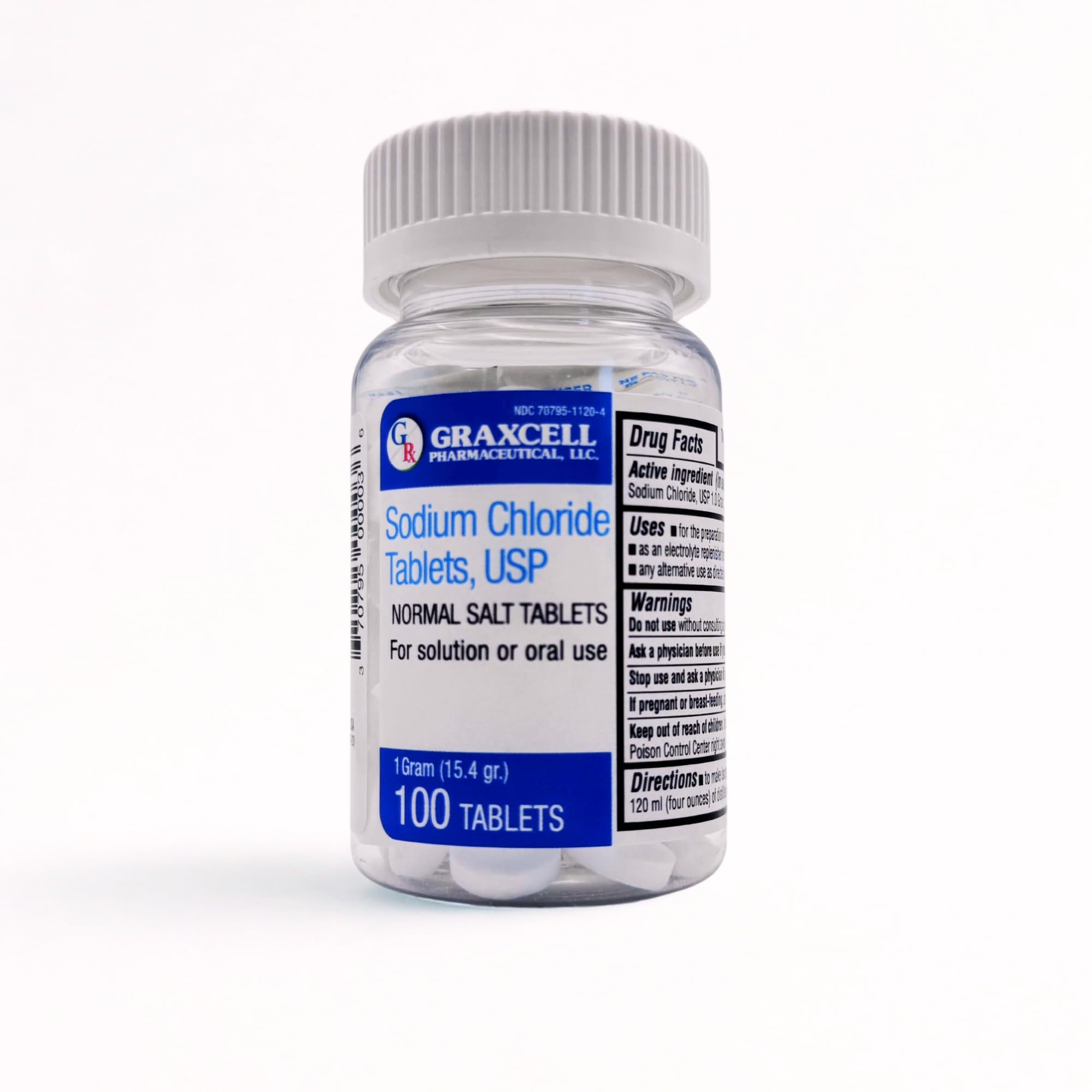 Graxcell Sodium Chloride Tablets 1g bottle and packaging