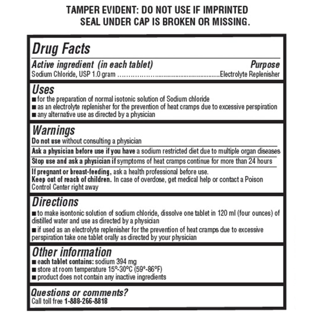 100-count Graxcell sodium chloride tablets bottle packaging
