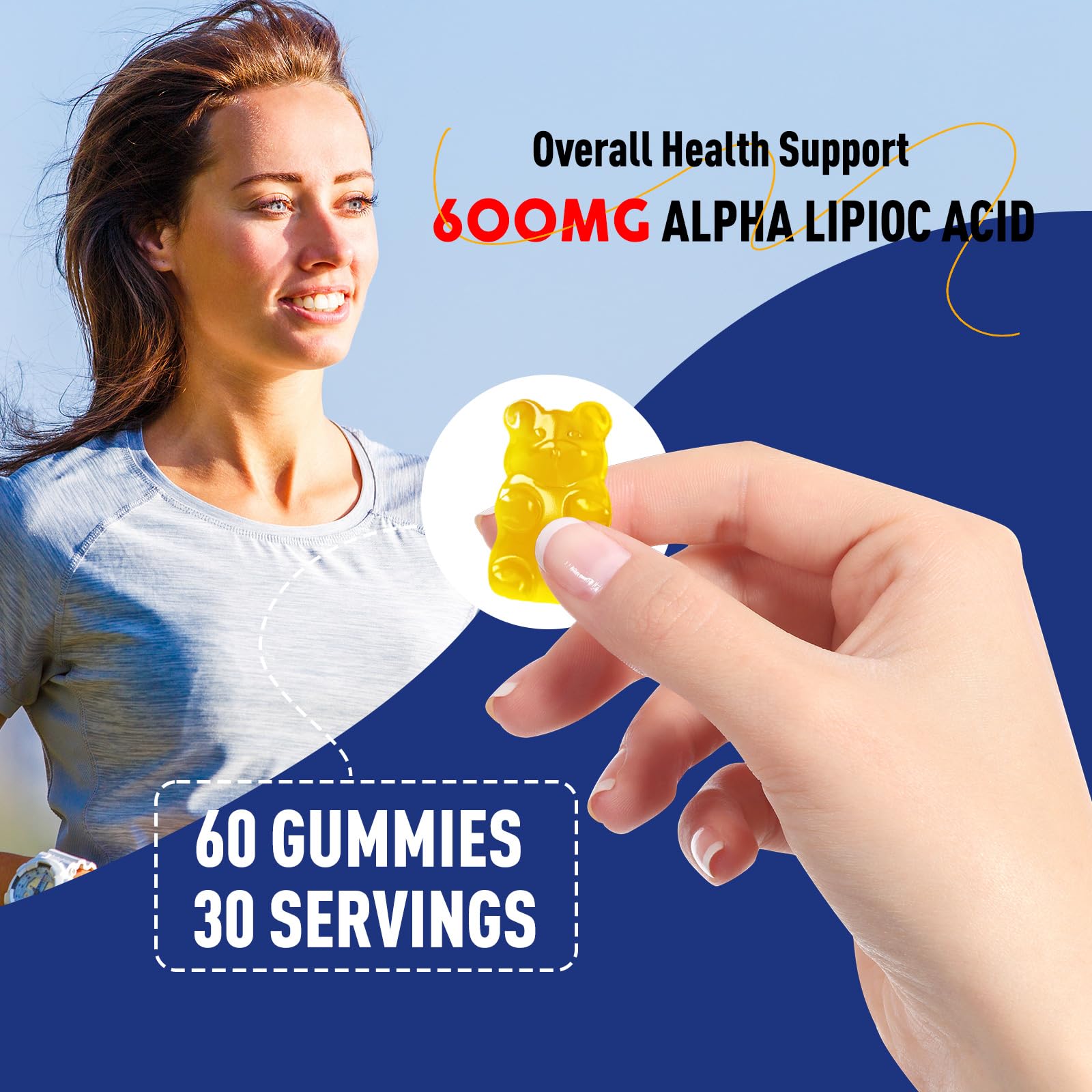 Close-up of pineapple-flavored sugar-free ALA gummies