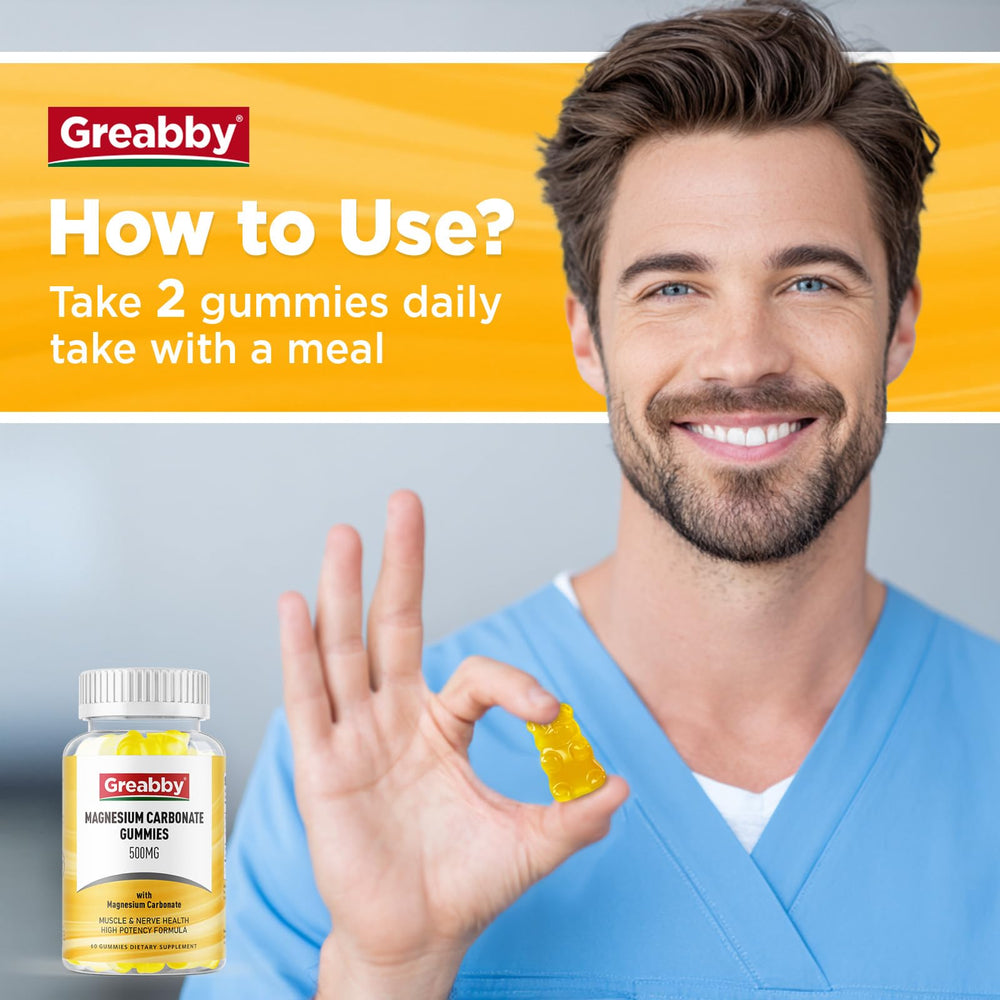 Nutrition facts panel close-up on GREABBY gummies