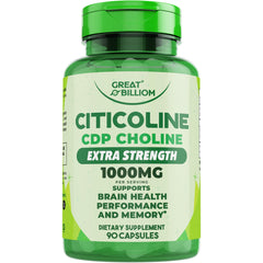 Front label of Great Billiom Citicoline CDP Choline 1000mg bottle