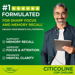 Nutrition facts panel for Great Billiom CDP Choline supplement