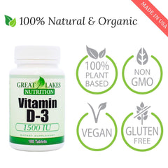 Vitamin D3 vegan supplement packaging by Great Lakes Nutrition