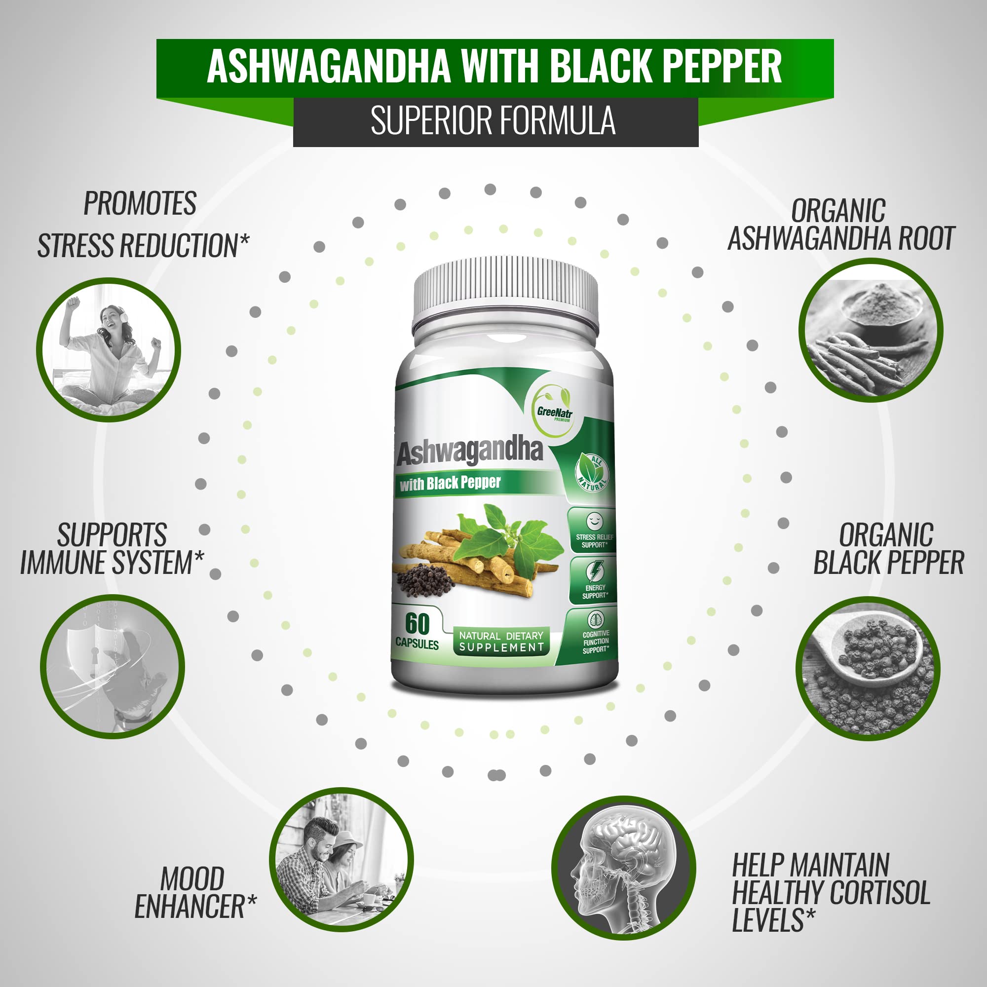 Capsules with black pepper to highlight enhanced absorption