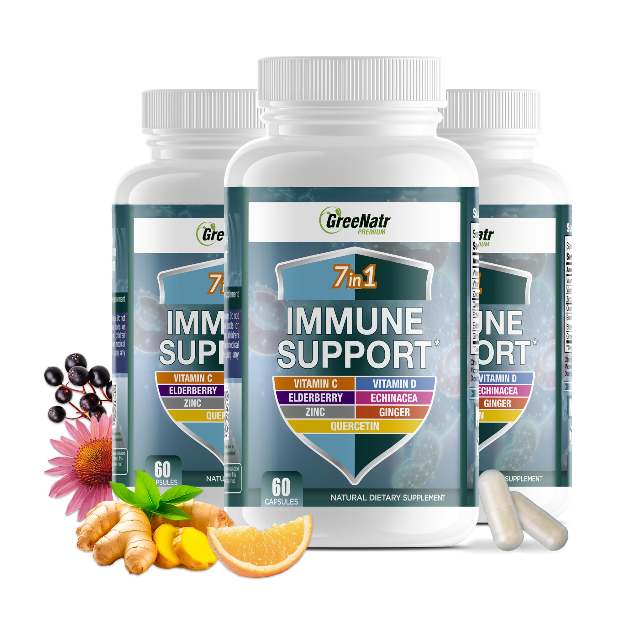 GreeNatr Immune Support bottle with capsules