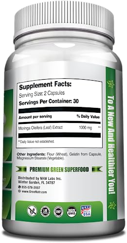 Close-up of GreeNatr Moringa capsules