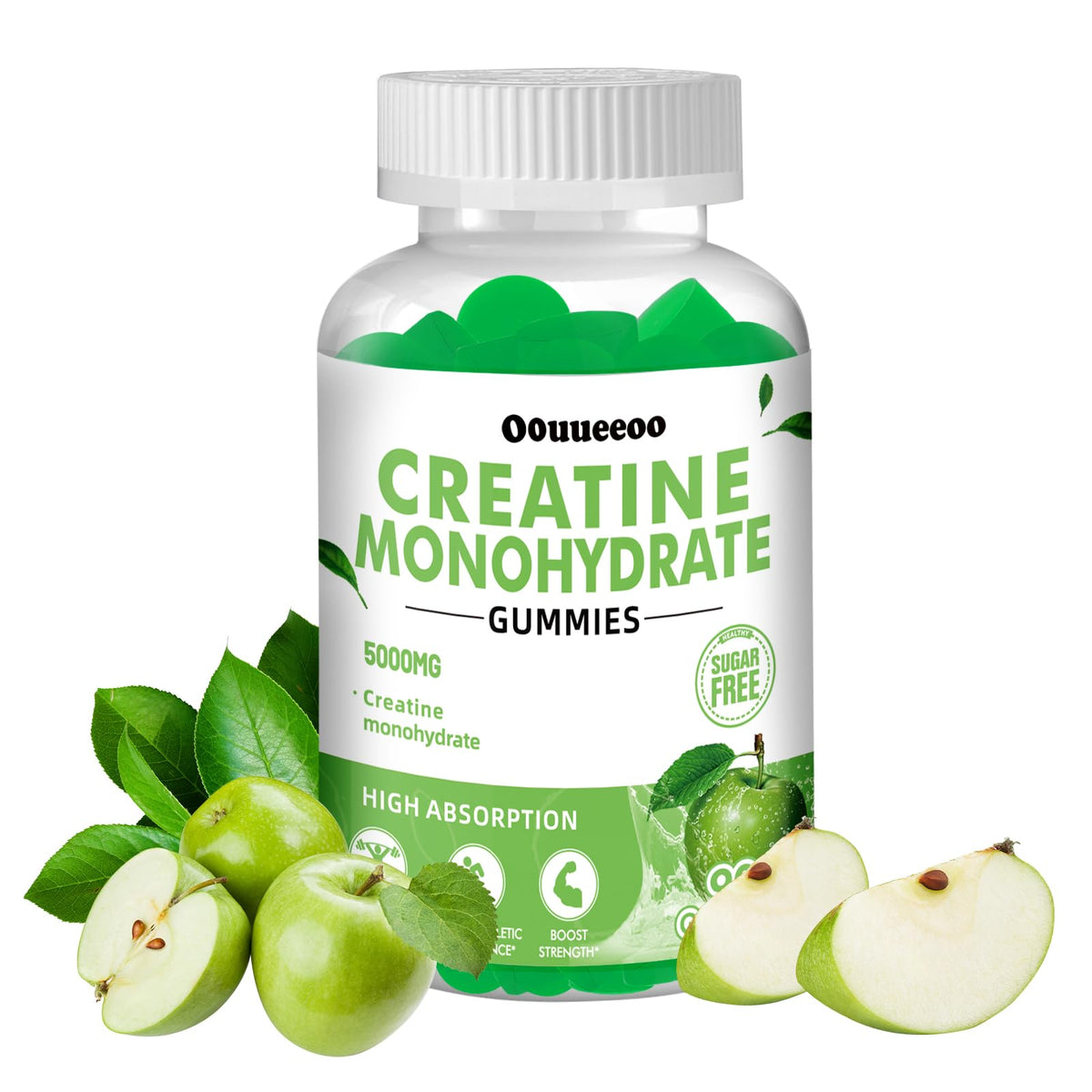 Bottle of Green Apple Creatine Monohydrate Gummies – 90 count