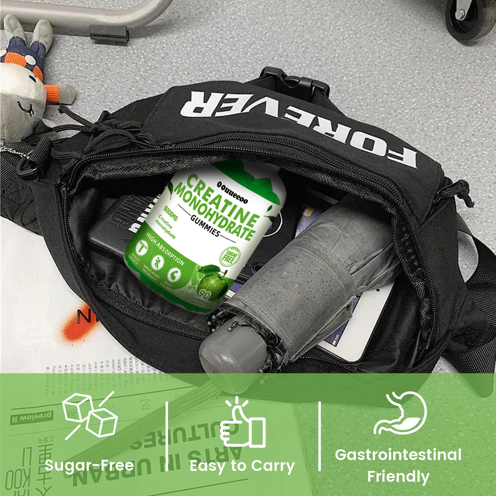 Close-up of the Green Apple flavor gummies