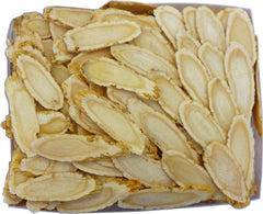 Side view of large sliced American Ginseng from 5-year-old roots