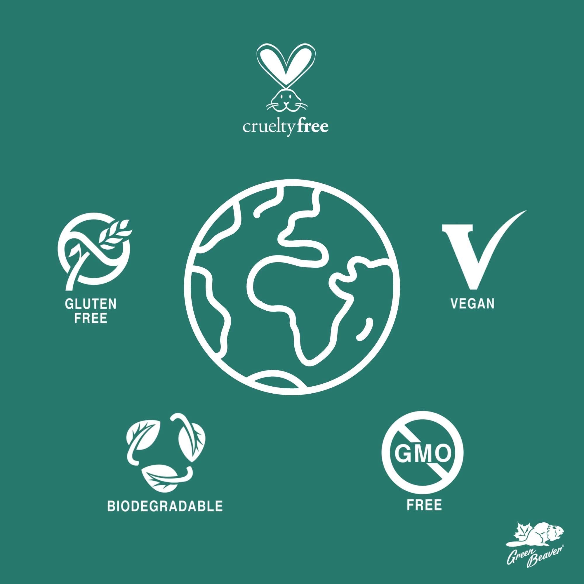 Illustration showing Green Beaver toothpaste flavors