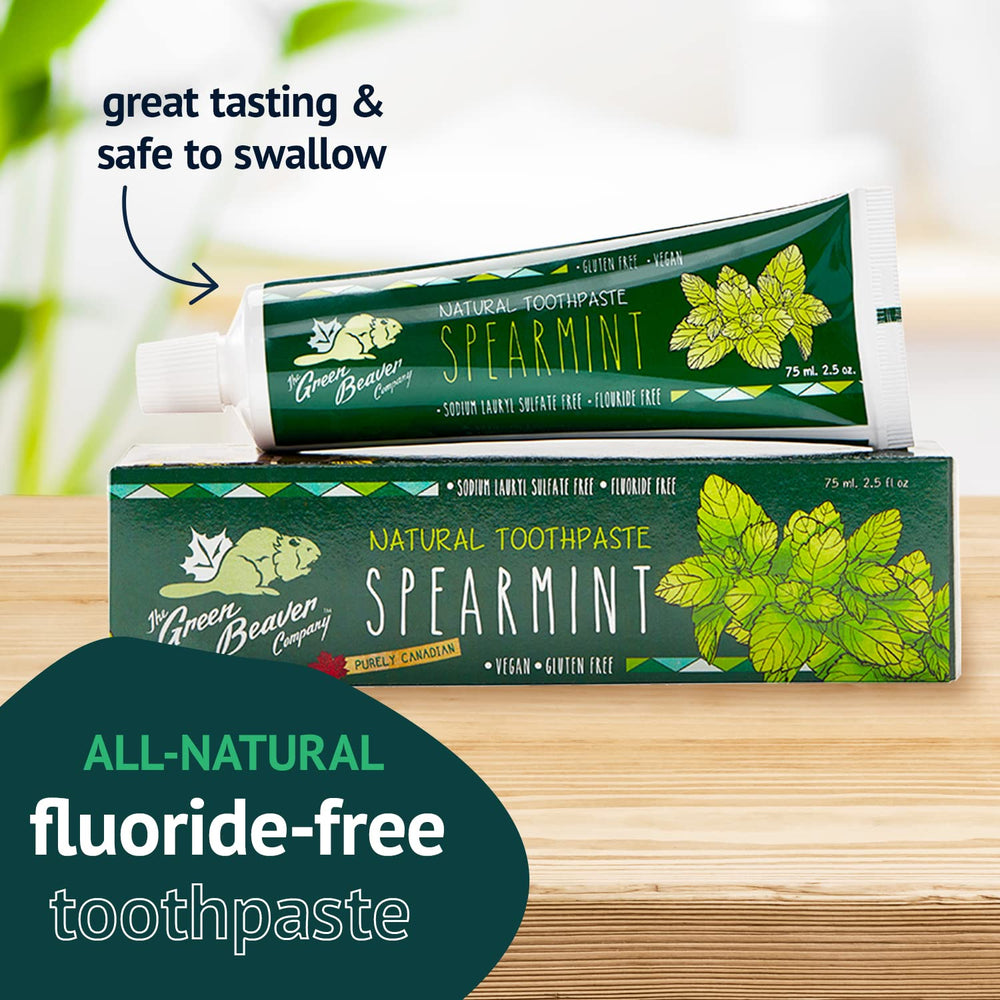 3-pack toothpaste box display highlighting spearmint flavor