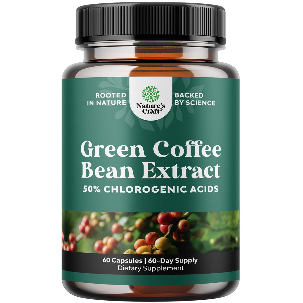 Front view of Green Coffee Bean Extract capsules