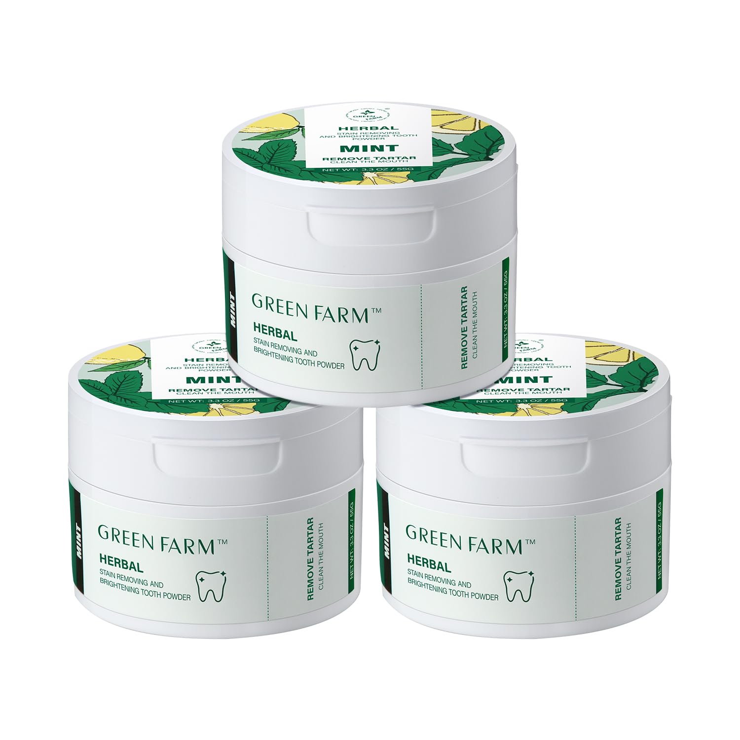 Green Farm Mint Tooth Powder with Xylitol – front view