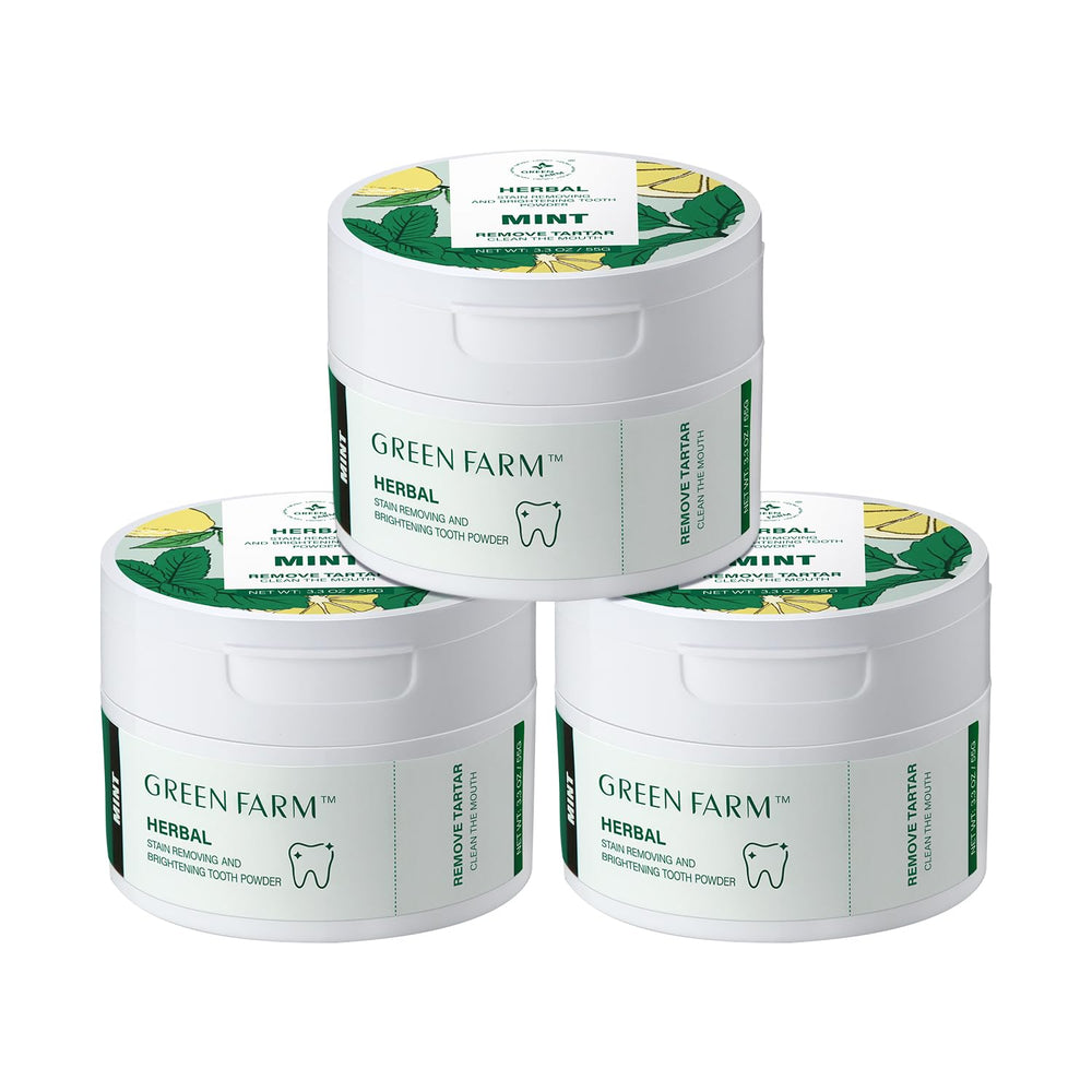 Green Farm Mint Tooth Powder with Xylitol – front view