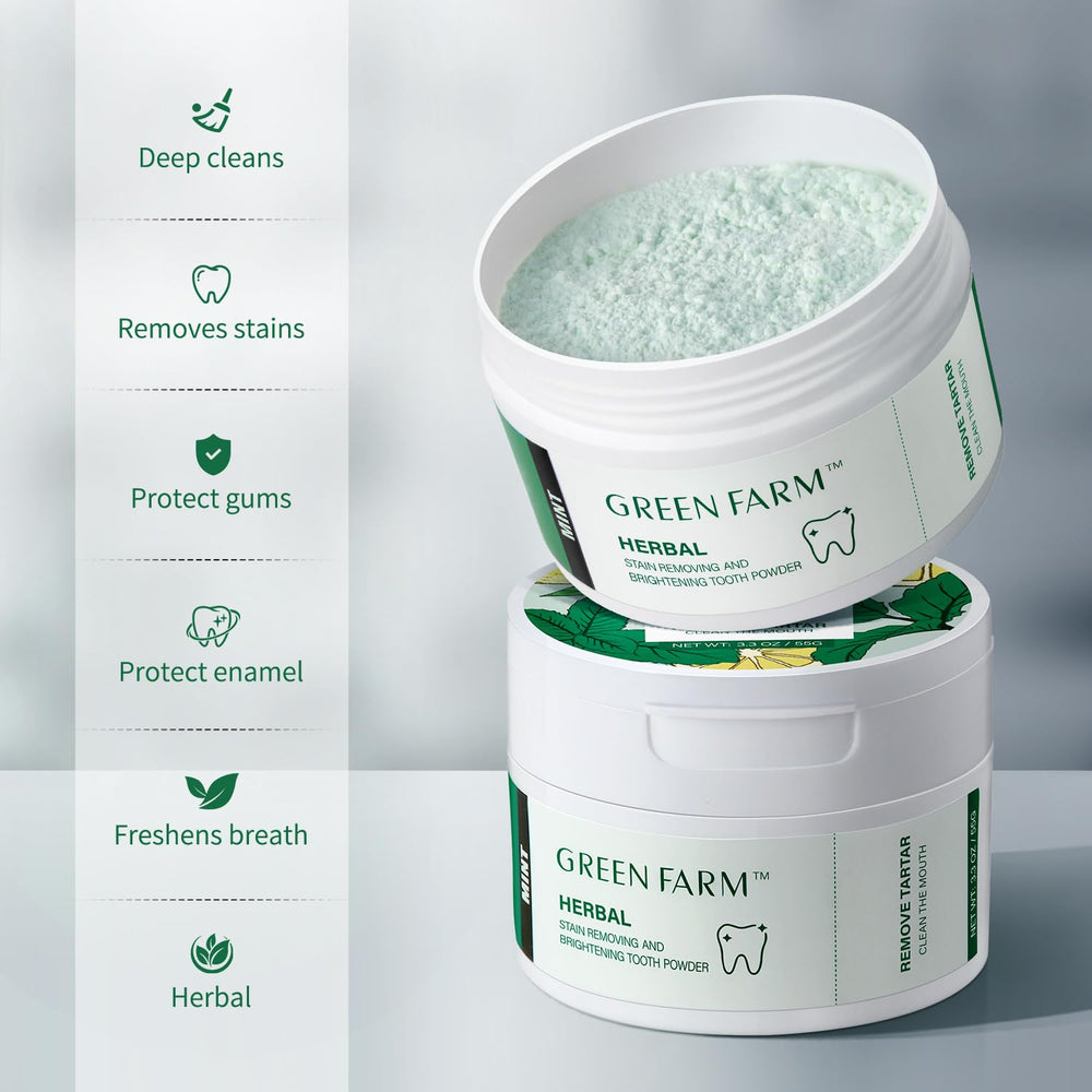 Packaging of Green Farm Mint Tooth Powder (3pcs)