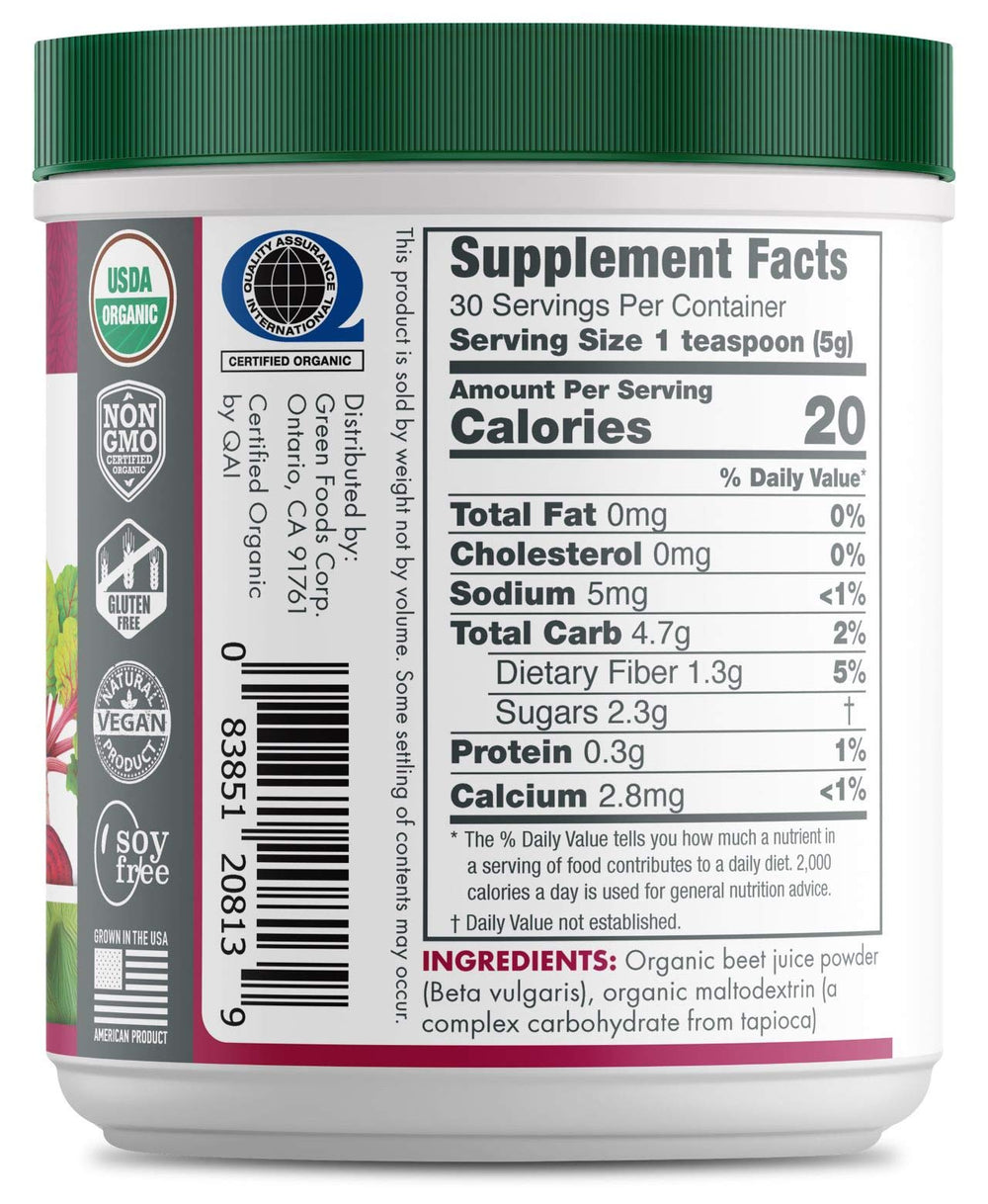 Side view of Green Foods Beet Essence OG2 bottle
