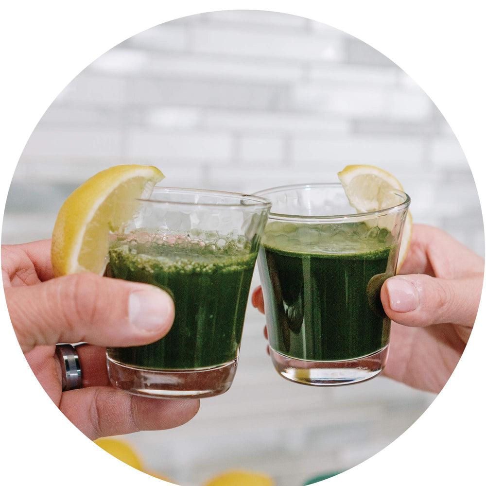 Serving idea with water and chlorella tablets