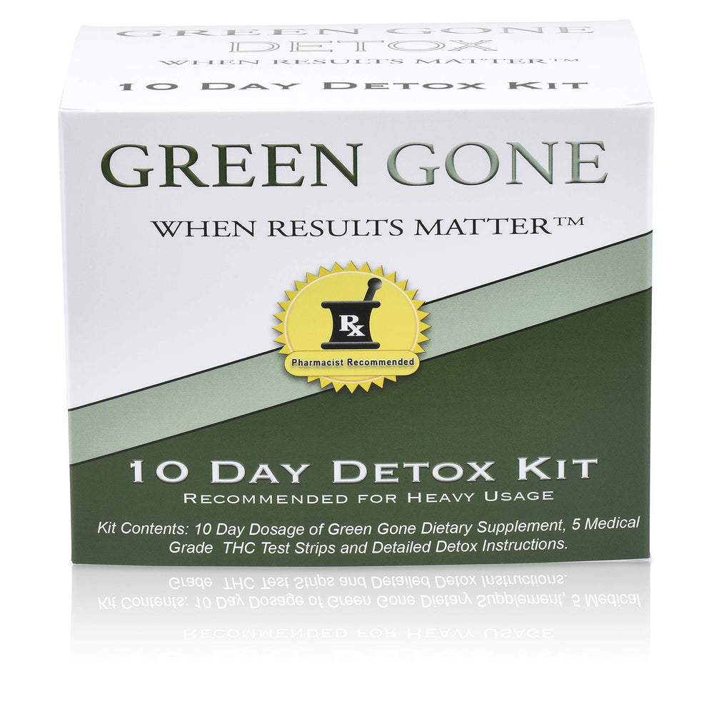 Green Gone Detox bottle closeup for a natural 10-day cleanse routine.