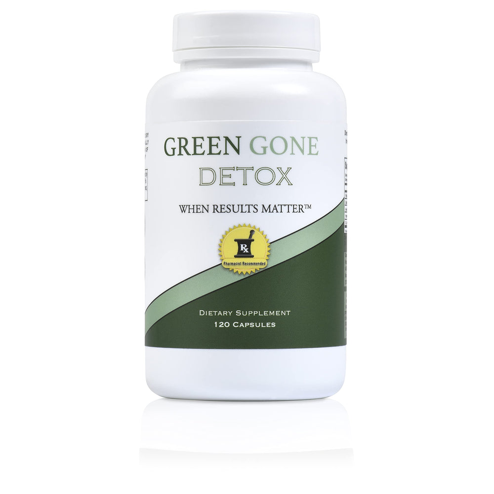 Green Gone Detox ingredients pack highlighting herbal components for gentle daily detox.