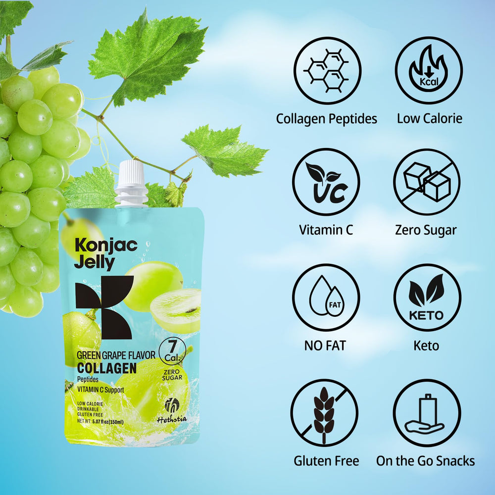 Green grape flavor konjac jelly with collagen peptides