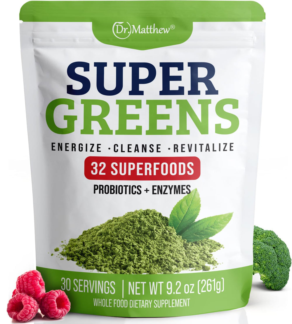 Bottle of Green Juice Powder with 32 Superfoods label