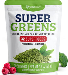 Bottle of Green Juice Powder with 32 Superfoods label