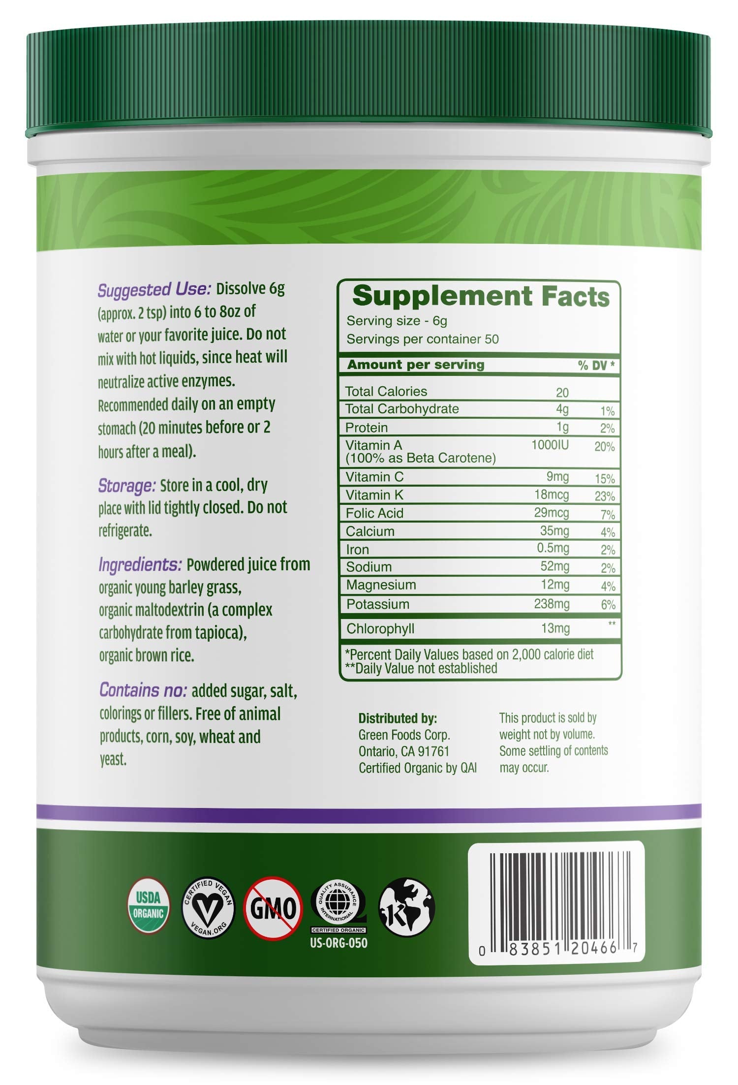 Green Magma ingredients highlight: barley grass juice powder and enzymes