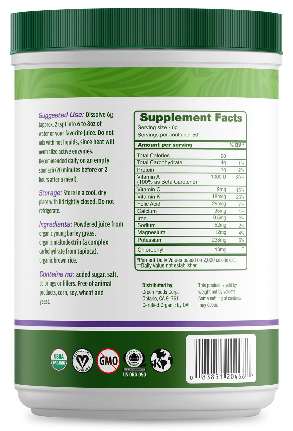 Green Magma ingredients highlight: barley grass juice powder and enzymes