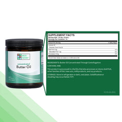 Close-up of Green Pasture Concentrated Butter Oil Liquid bottle label