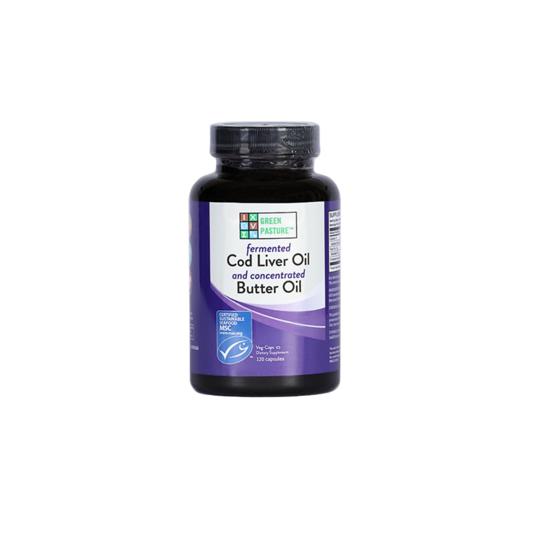 Capsules form of Green Pasture cod liver oil butter blend, 120 capsules