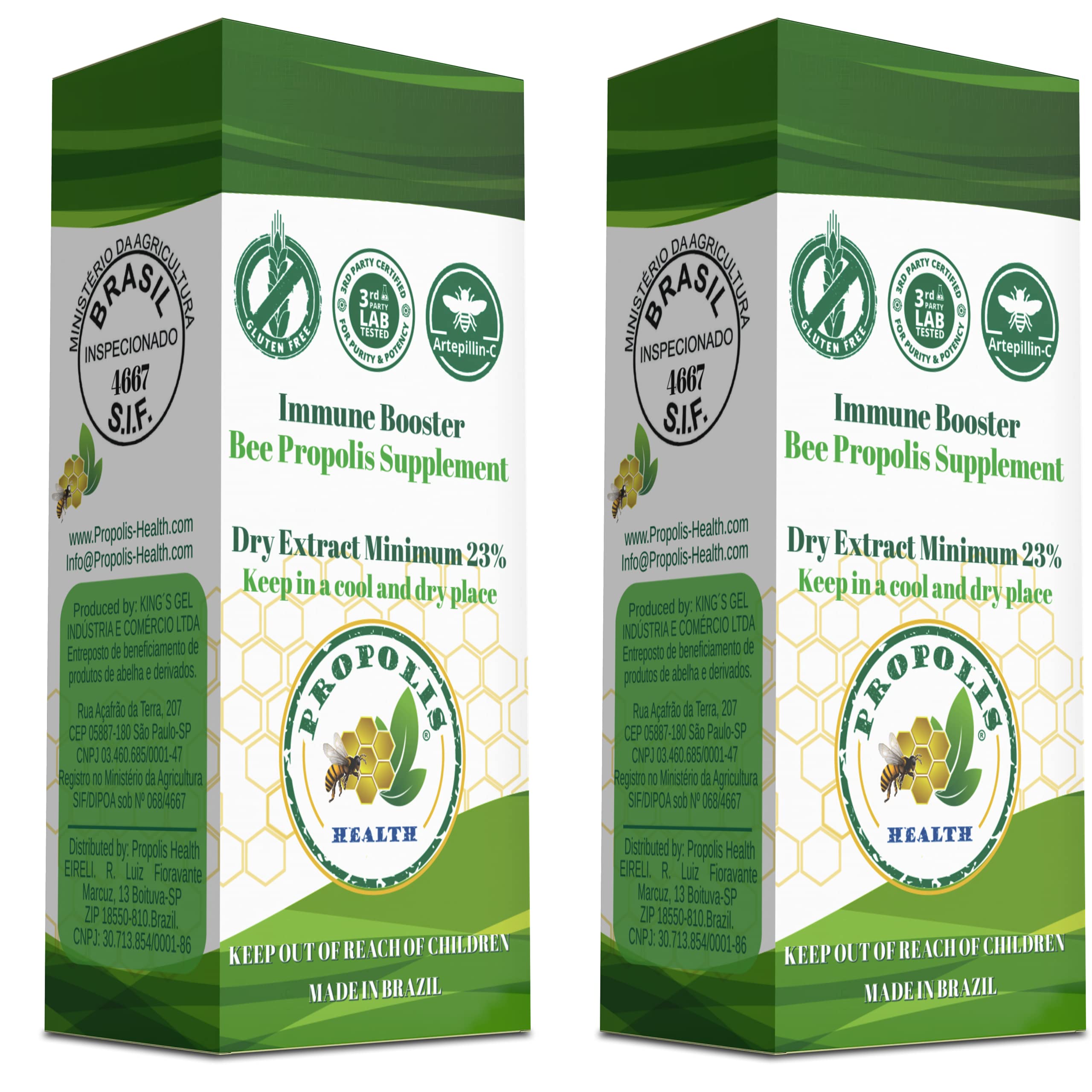 Brazilian green propolis source and bottle
