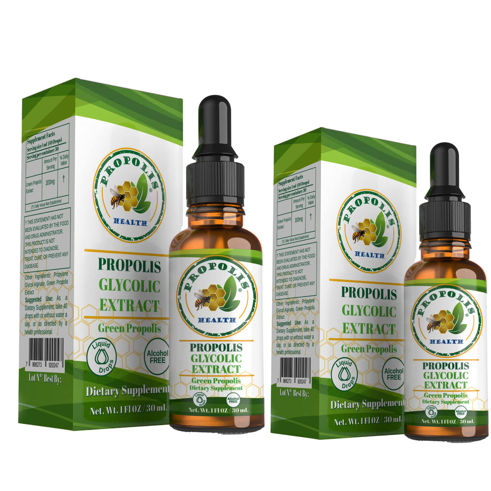 Natural, alcohol-free propolis supplement packaging