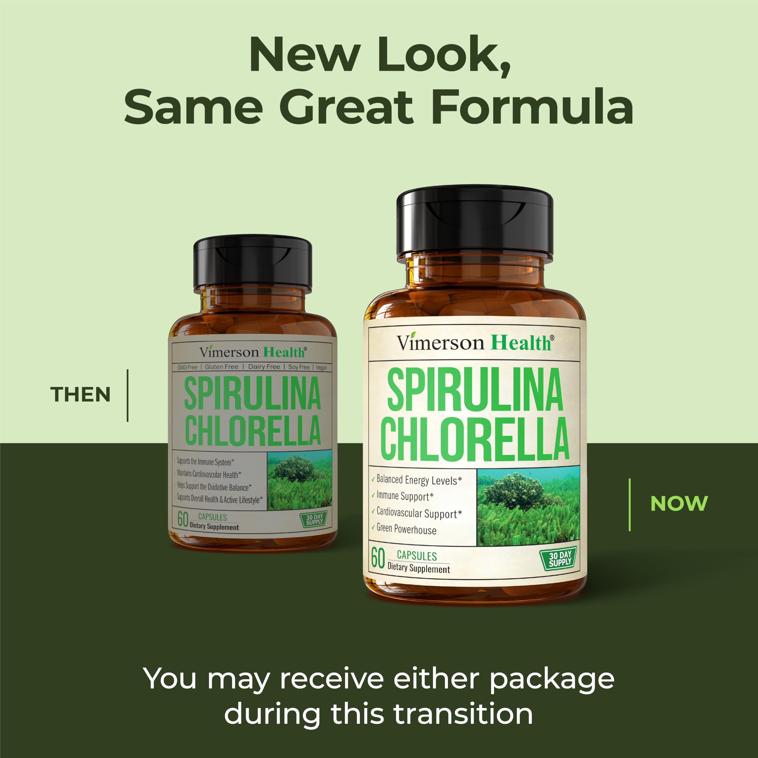 Chlorophyll-rich green superfood blend of spirulina and chlorella