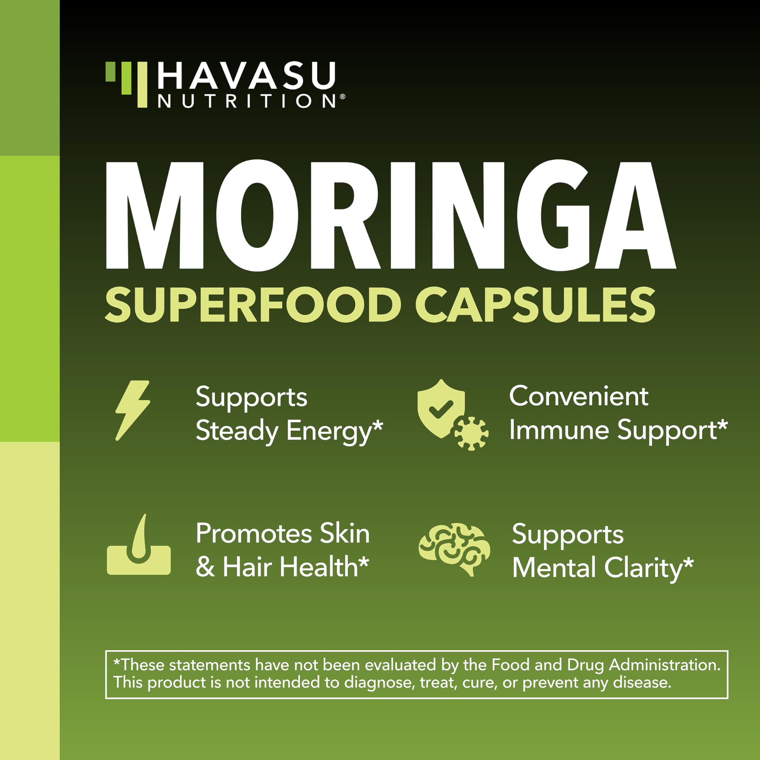 Green superfood moringa capsules