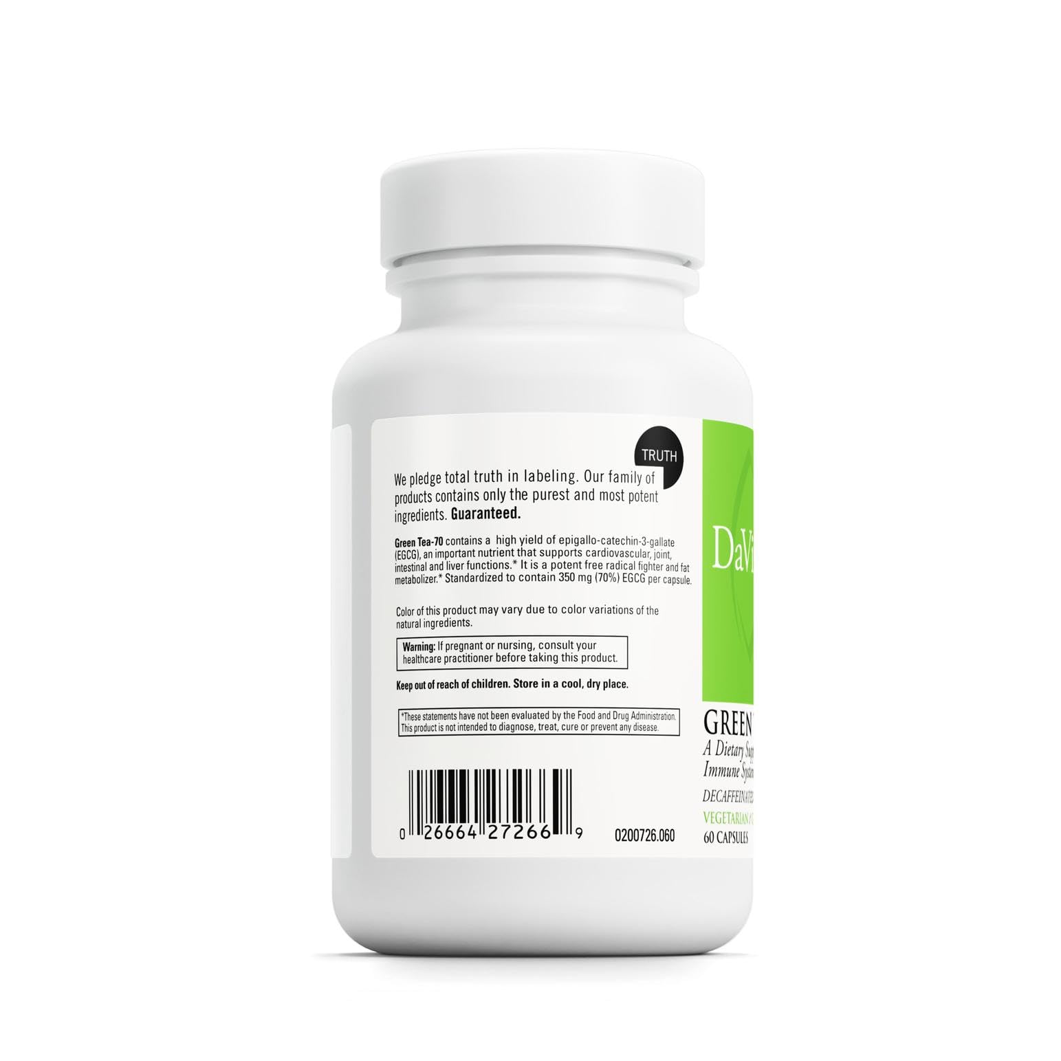 Green Tea-70 product ingredients panel