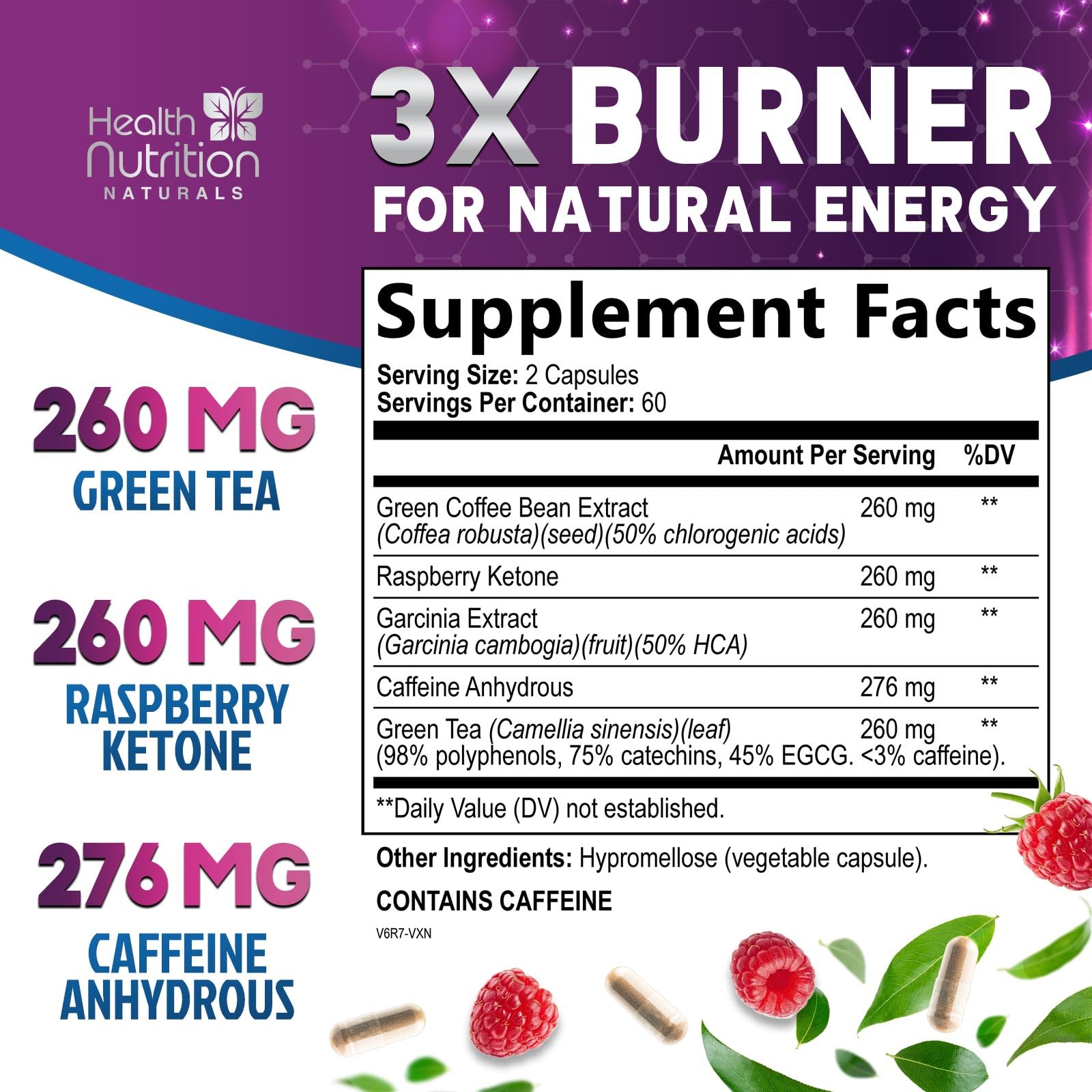 Green Tea Extract capsules in bottle close-up