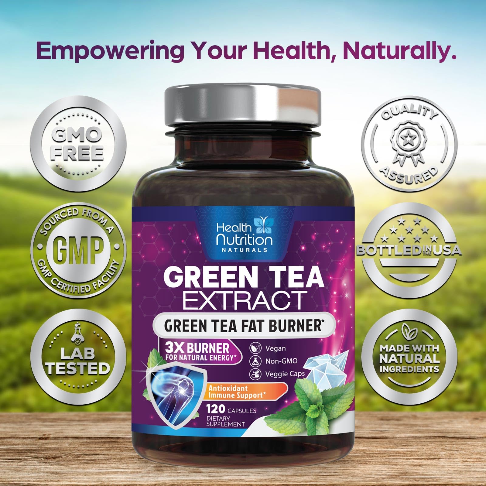 Packaging and bottle for Green Tea Extract pills