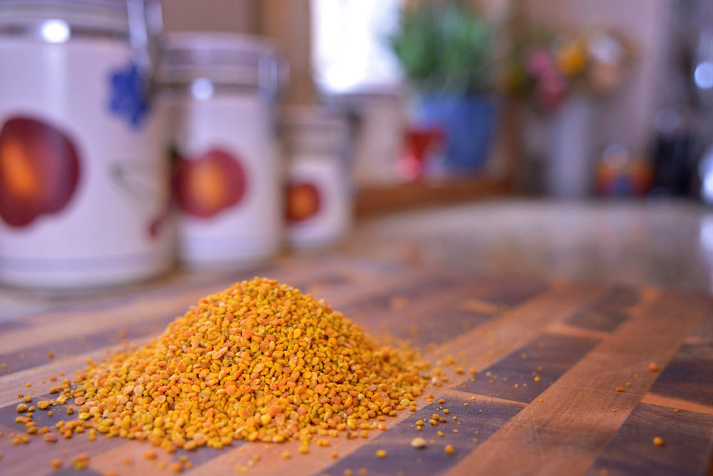 Bee pollen sprinkled on cereal for breakfast
