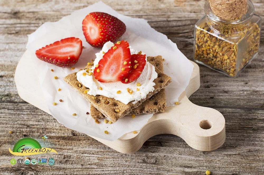 Bee pollen added to yogurt for a healthy breakfast