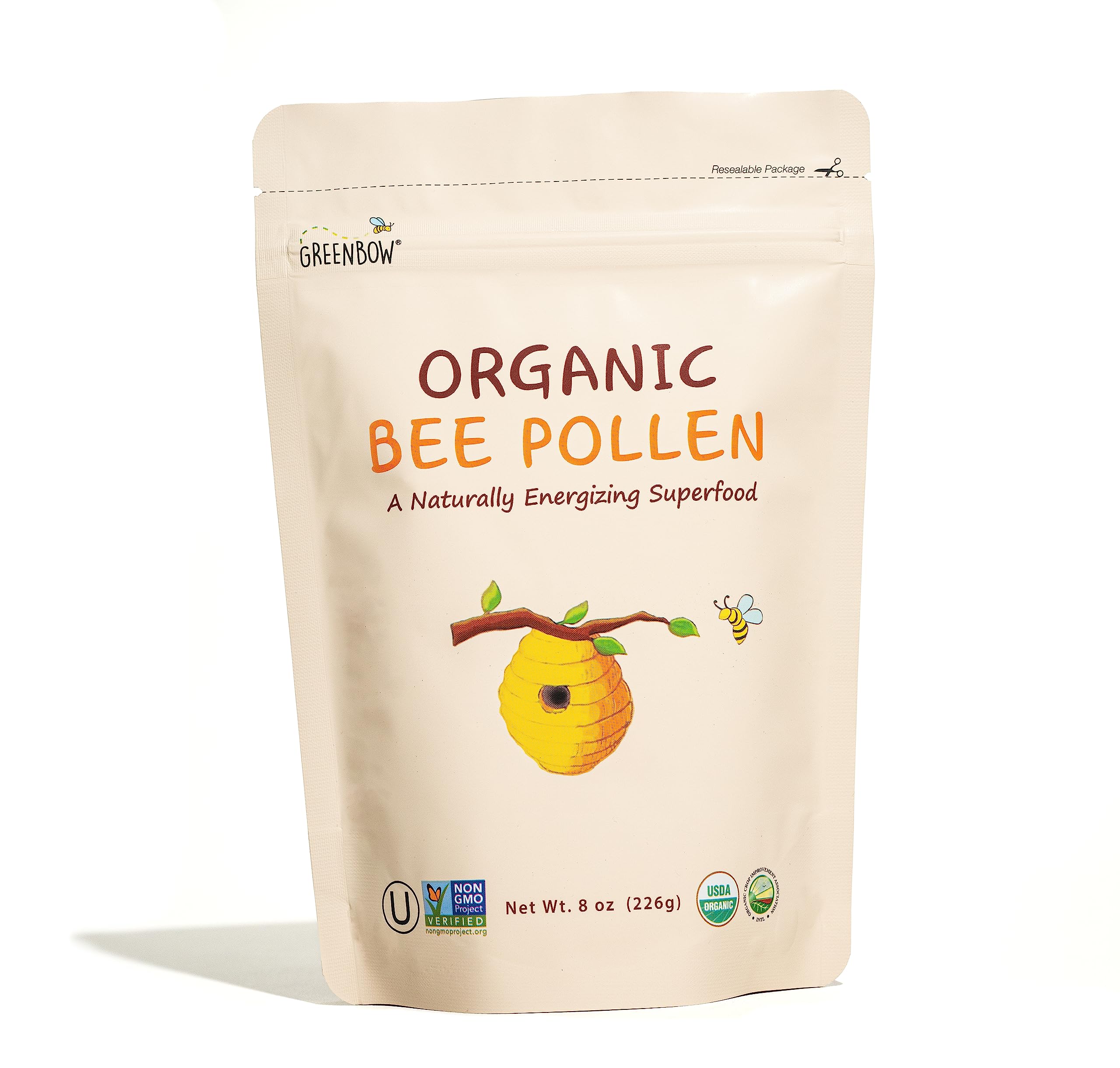Greenbow Organic Bee Pollen 8oz front label
