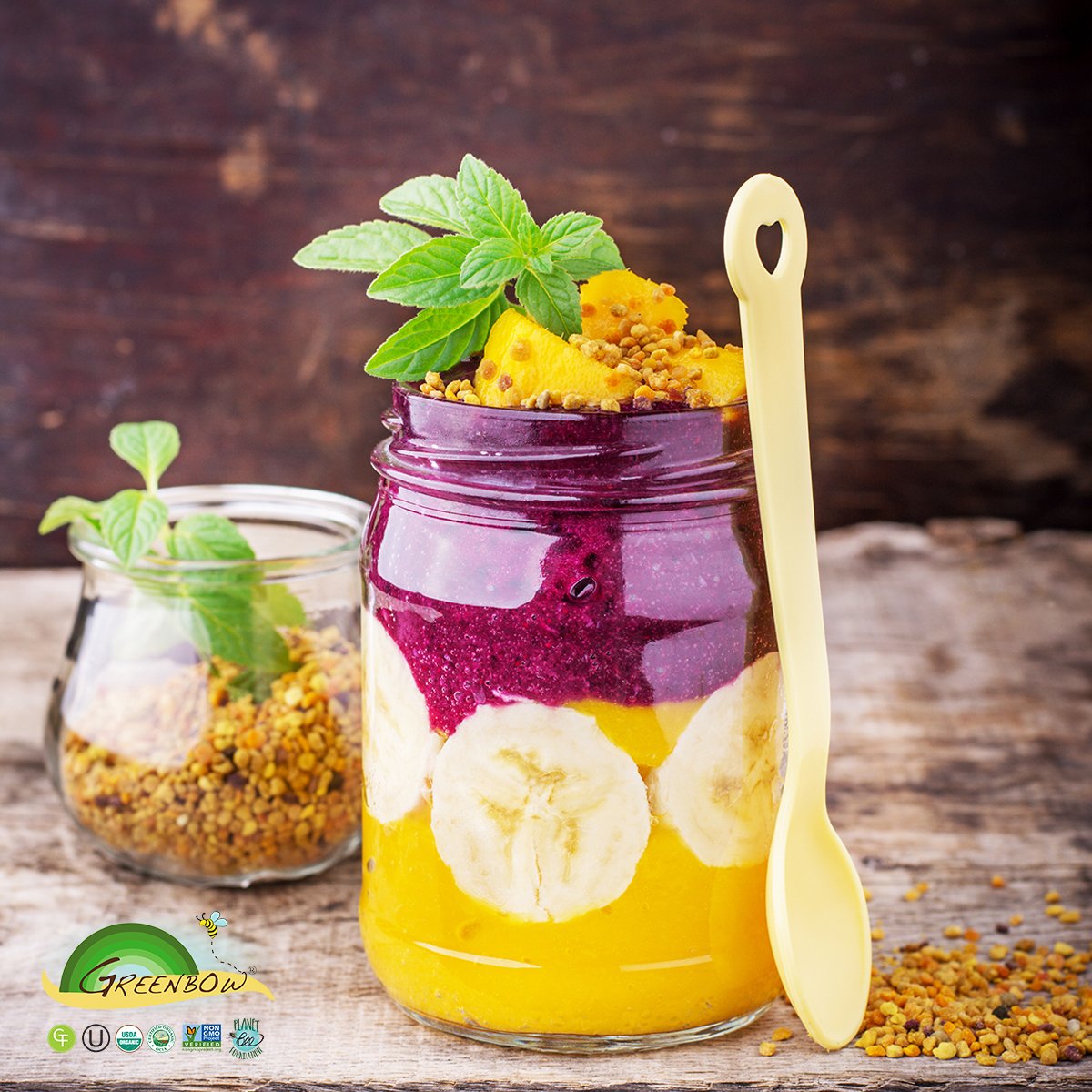 Dried bee pollen granules in Greenbow product
