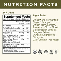 Single 60ml glass bottle of Fiery Ginger Wellness Shot