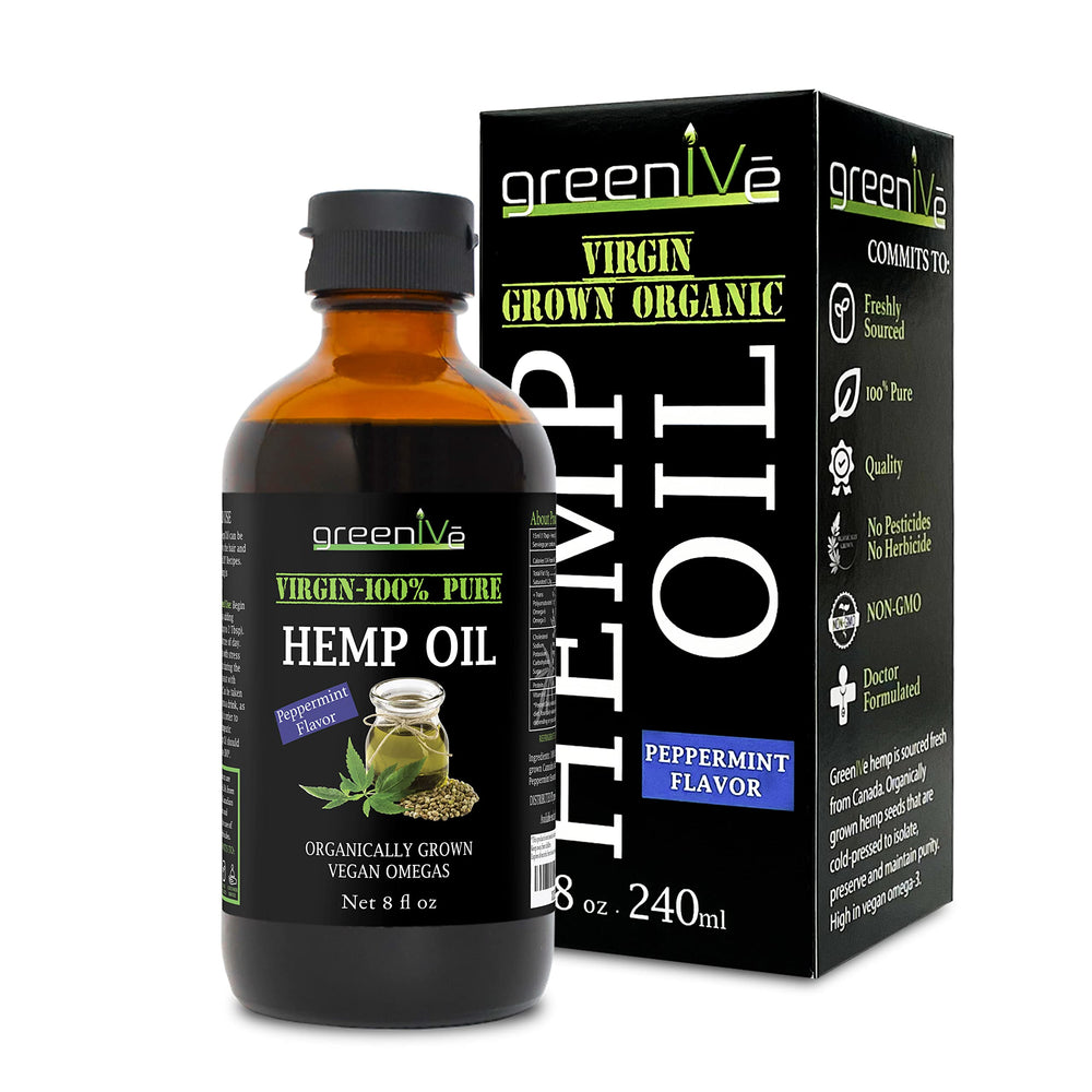 GreenIVe Peppermint Hemp Oil 8oz bottle with label