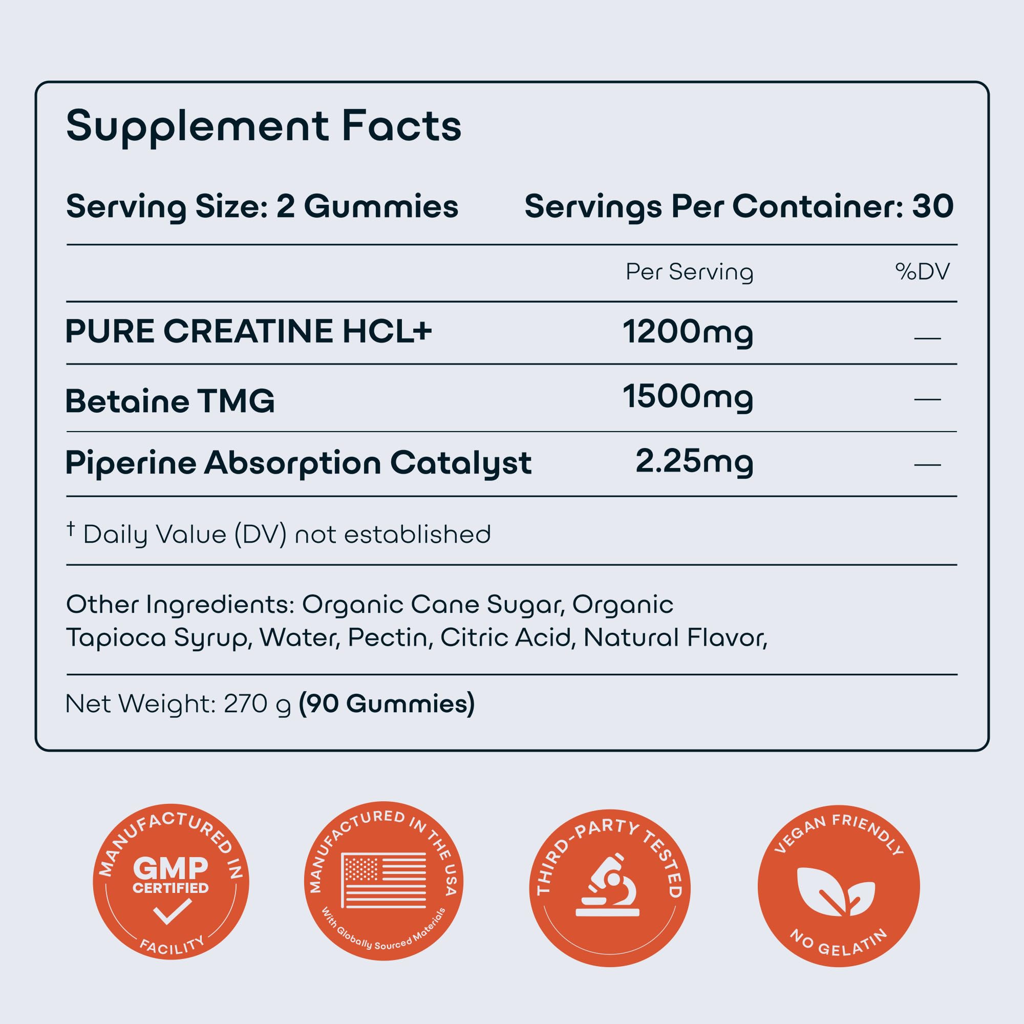 Orange gummy supplement bottle label detail