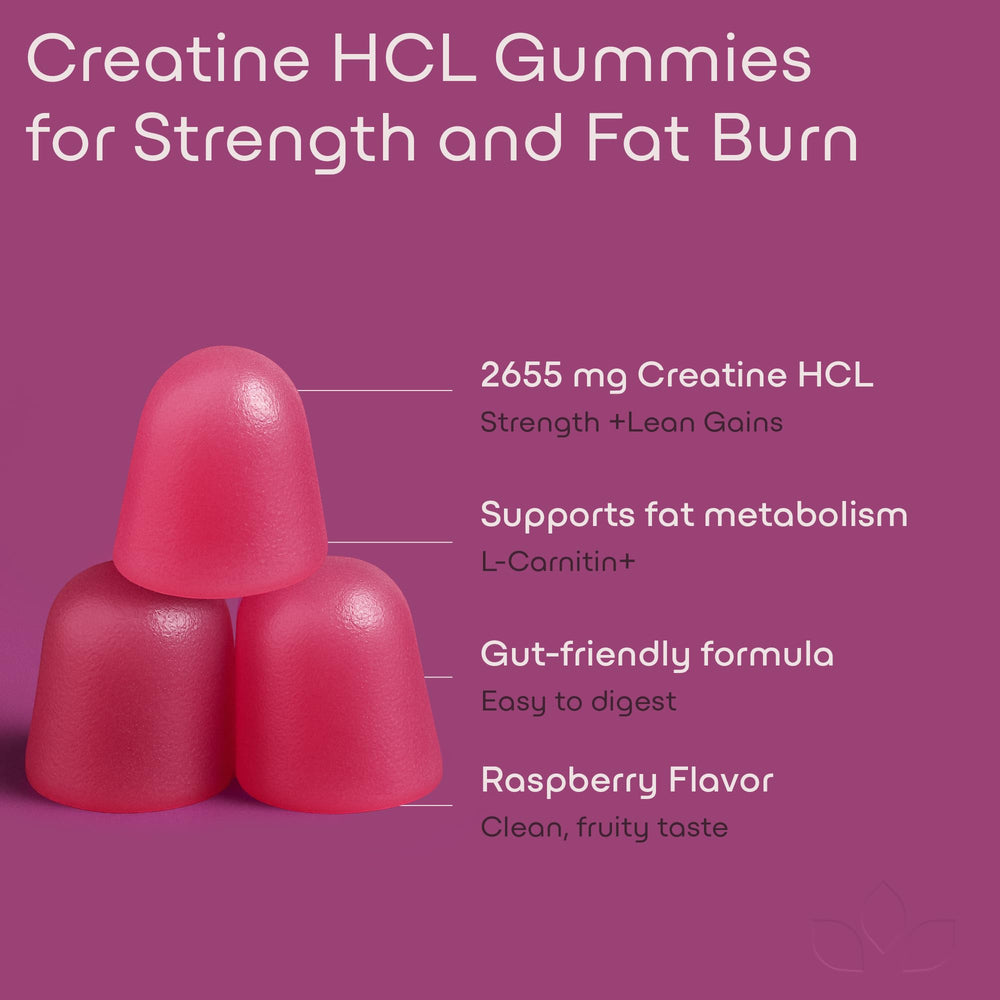 Jar of GreenLab Creatine HCL+ Gummies for Women Raspberry 90 Count